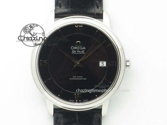 0129 EyeCatching Planet Ocean Master Chronometer SS OM 1:1 Best Edition Blue Dial On Leather Strap A 8176